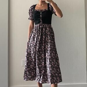 Brown Floral Corset Dress